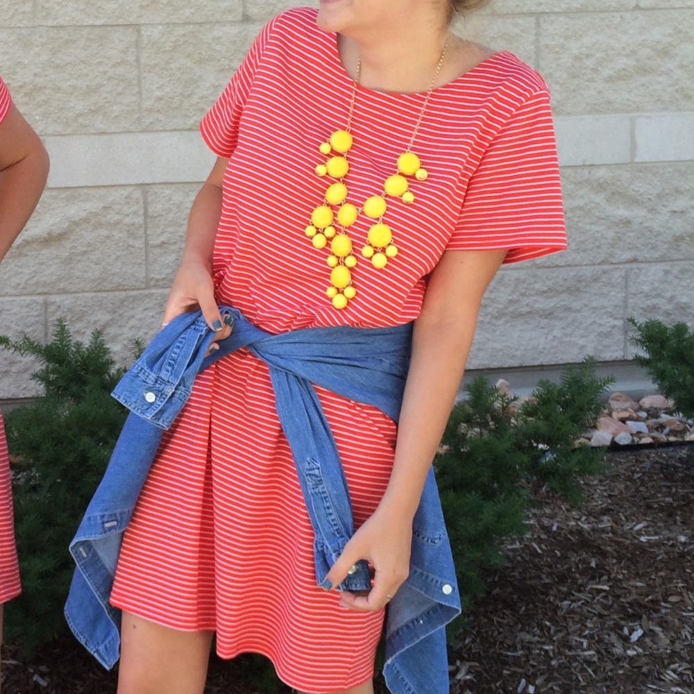 Coral Striped Sheath T-shirt Dress - Merona